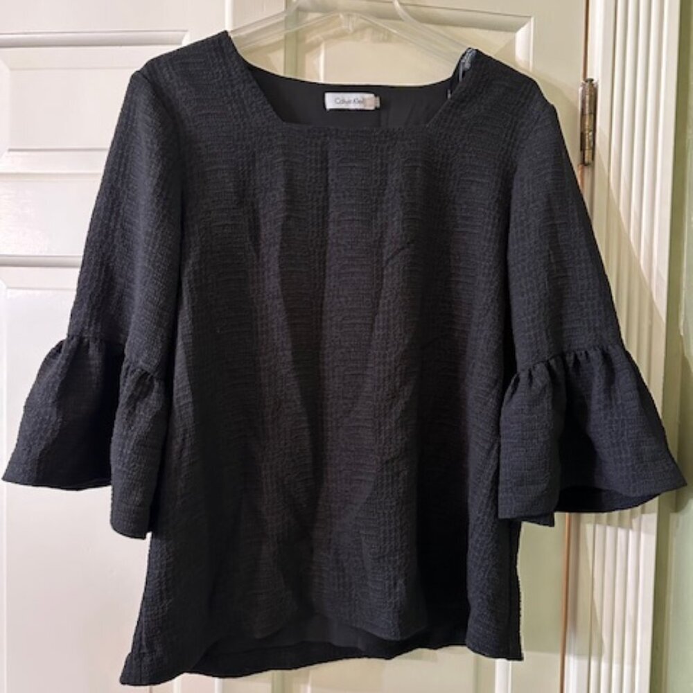 Calvin Klein Black Relaxed‑Fit Blouse • Size M • Lightweight & Versatile
